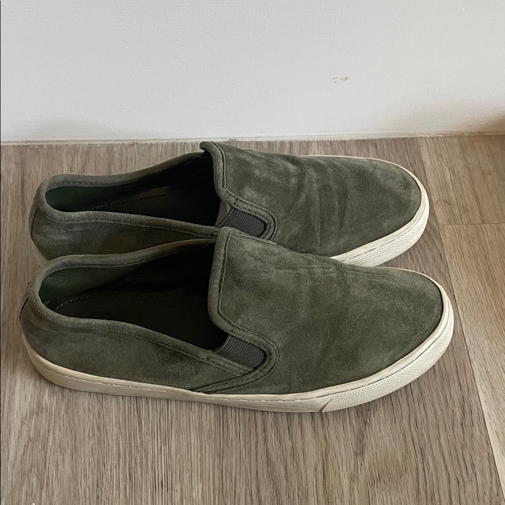 Tory Burch Olive Green Suede Slip-On Sneakers